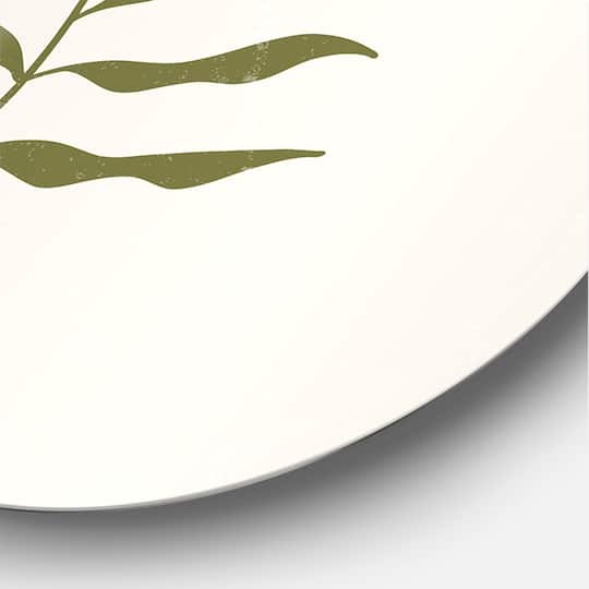 Designart - Abstract Geometrical Moon With Leaf II - Modern Metal Circle Wall Art